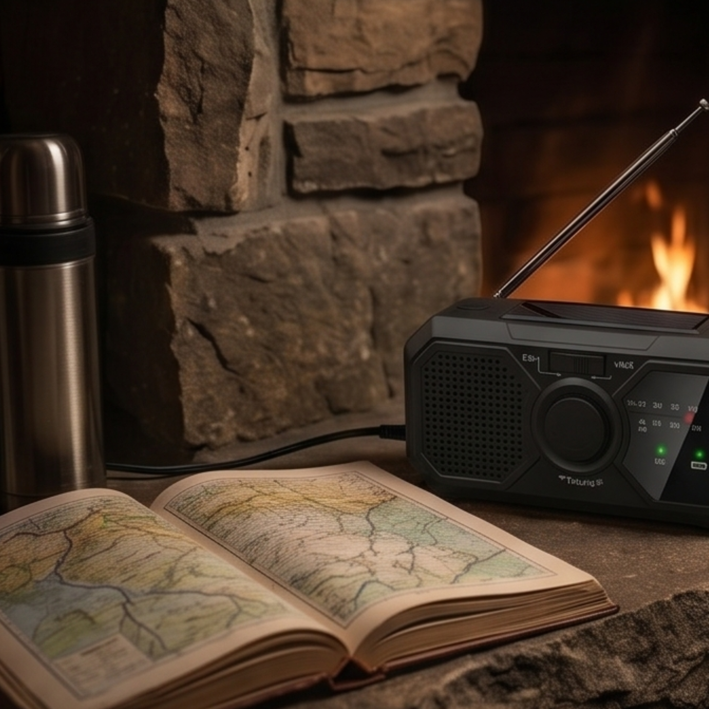 Nödradio med Solceller & Handvev (Inbyggd Powerbank & Ficklampa)